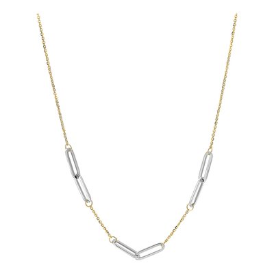 14K Two-Tone Gold 1.3mm Paperclip Station Cable Chain – view 8