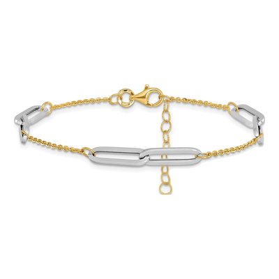 14K Two-Tone Gold Paperclip Bracelet – view 3