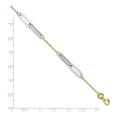 14K Two-Tone Gold Paperclip Bracelet – view 4