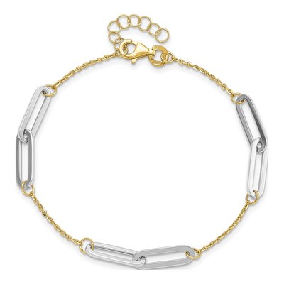 14K Two-Tone Gold Paperclip Bracelet – view 5