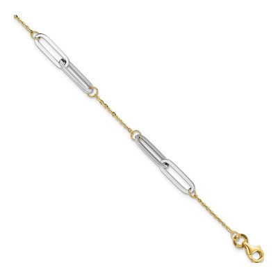 14K Two-Tone Gold Paperclip Bracelet