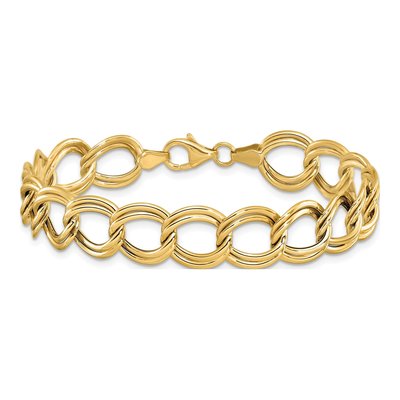 14K Yellow Gold 11.5mm Double Link Chain Bracelet – view 3