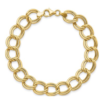14K Yellow Gold 11.5mm Double Link Chain Bracelet – view 4