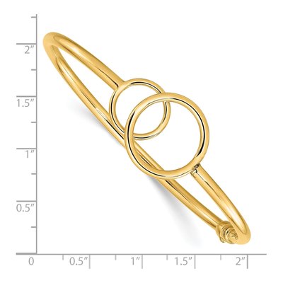 14K Yellow Gold Double Circled Hinged Bangle Bracelet – view 4