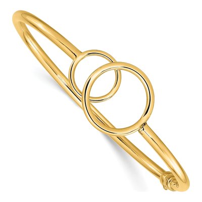 14K Yellow Gold Double Circled Hinged Bangle Bracelet
