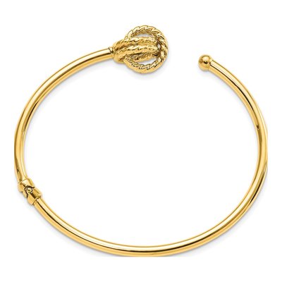 14K Yellow Gold Love Knot Hinged Bangle Bracelet – view 3