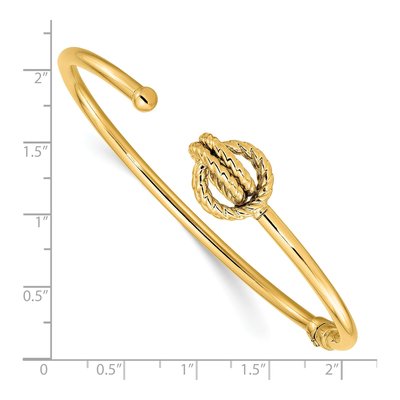14K Yellow Gold Love Knot Hinged Bangle Bracelet – view 4