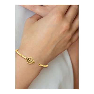 14K Yellow Gold Love Knot Hinged Bangle Bracelet – view 5