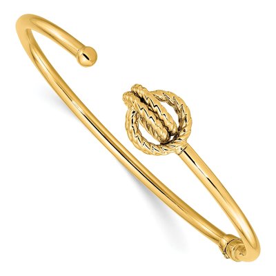 14K Yellow Gold Love Knot Hinged Bangle Bracelet
