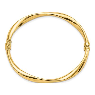 14K Yellow Gold Twisted Hinged Bangle Bracelet – view 3