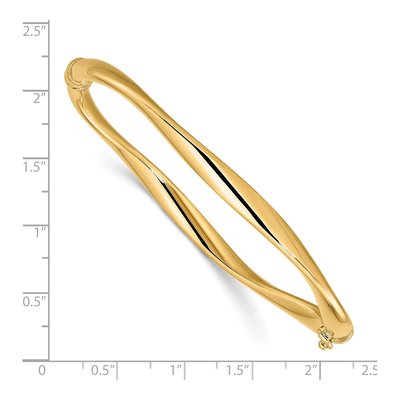 14K Yellow Gold Twisted Hinged Bangle Bracelet – view 4