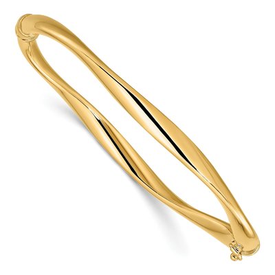 14K Yellow Gold Twisted Hinged Bangle Bracelet
