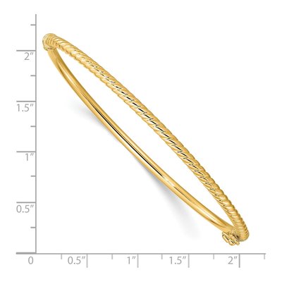 14K Yellow Gold Textured Hinged Bangle Bracelet – view 4