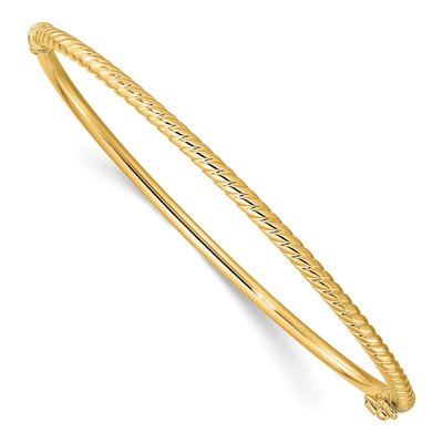 14K Yellow Gold Textured Hinged Bangle Bracelet