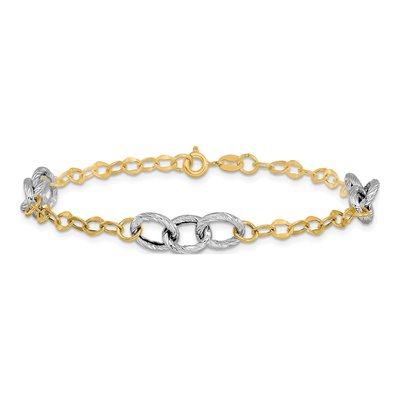 14K Two-Tone Gold Fancy Link Bracelet – view 5