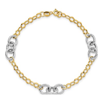 14K Two-Tone Gold Fancy Link Bracelet – view 6
