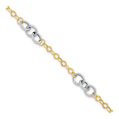 14K Two-Tone Gold Fancy Link Bracelet