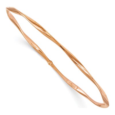 14K Rose Gold Twisted Slip-On Bangle Bracelet