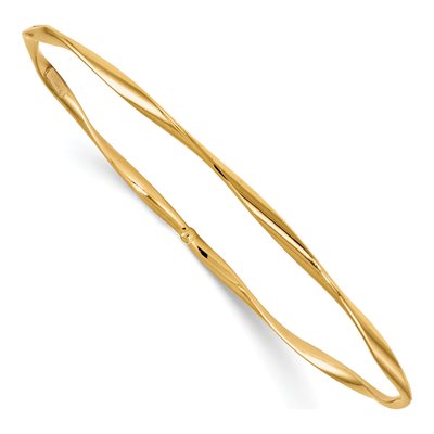 14K Yellow Gold Twisted Slip-On Bangle Bracelet