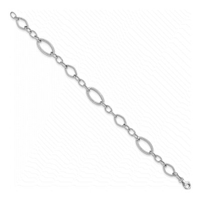 14K White Gold Textured Link Bracelet – view 3