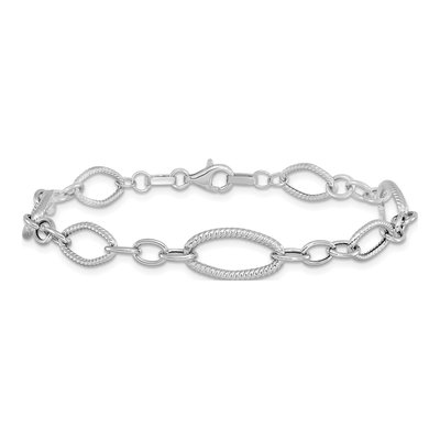 14K White Gold Textured Link Bracelet – view 5