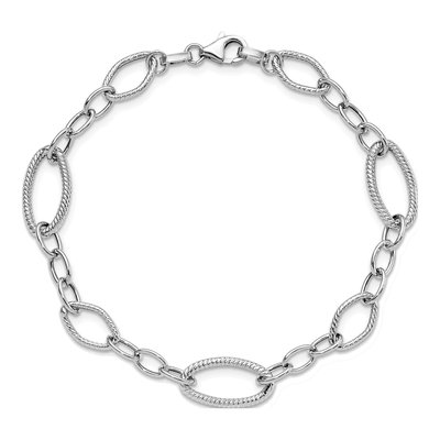 14K White Gold Textured Link Bracelet – view 6