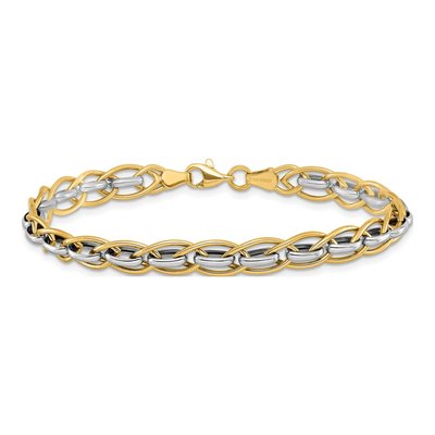 14K Two-Tone Gold Fancy Link Bracelet – view 5