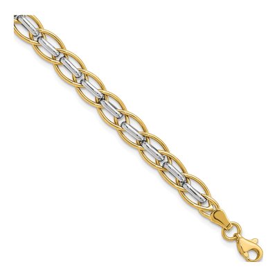 14K Two-Tone Gold Fancy Link Bracelet