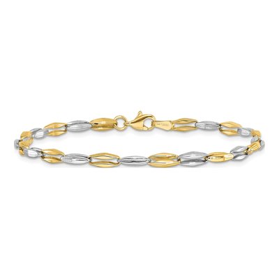 14K Two-Tone Gold Fancy Link Bracelet – view 5