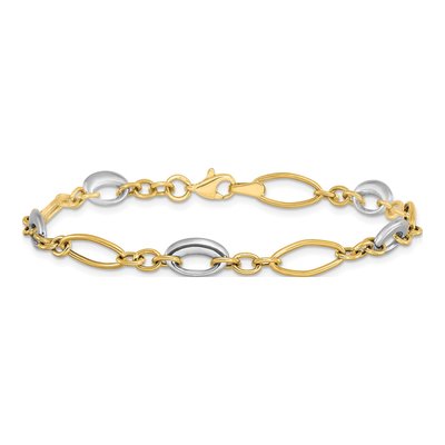 14K Two-Tone Gold Fancy Link Bracelet – view 5