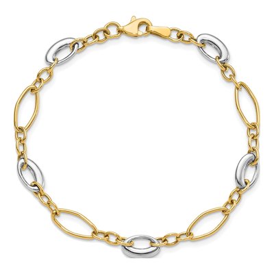 14K Two-Tone Gold Fancy Link Bracelet – view 6