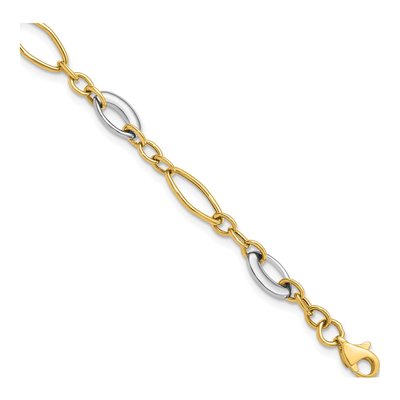14K Two-Tone Gold Fancy Link Bracelet