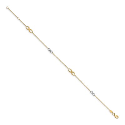 14K Two-Tone Gold Infinity Station Anklet – view 3