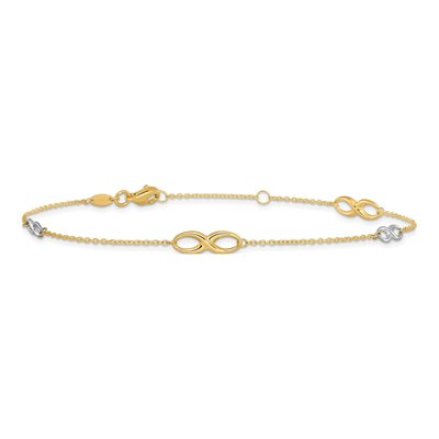 14K Two-Tone Gold Infinity Station Anklet – view 4