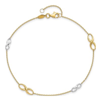 14K Two-Tone Gold Infinity Station Anklet – view 5