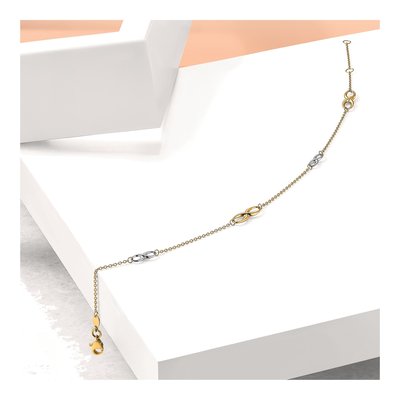 14K Two-Tone Gold Infinity Station Anklet – view 7