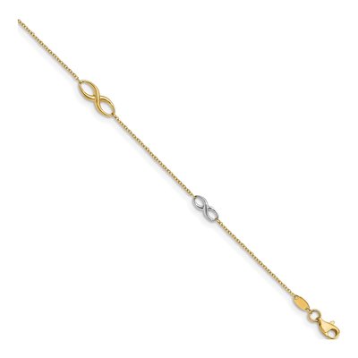 14K Two-Tone Gold Infinity Station Anklet