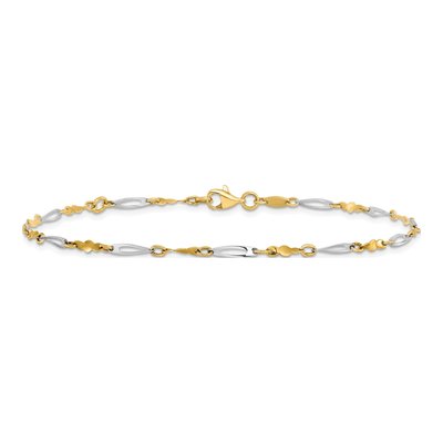 14K Two-Tone Gold 3mm Semi-Solid Fancy Link Anklet – view 4