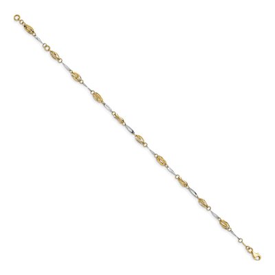 14K Two-Tone Gold 5mm Semi-Solid Fancy Link Anklet – view 3
