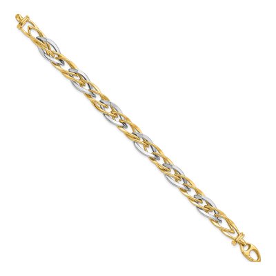 14K Two-Tone Gold 9mm Hollow Fancy Link Chain Bracelet – view 3