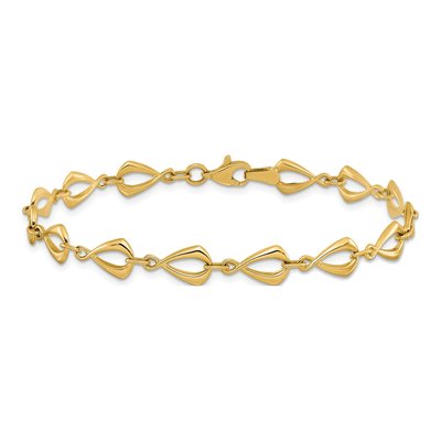 14K Yellow Gold 6mm Semi-Solid Fancy Link Chain Bracelet – view 5