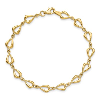 14K Yellow Gold 6mm Semi-Solid Fancy Link Chain Bracelet – view 6