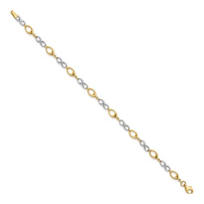 14K Two-Tone Gold Semi-Solid Infinity Fancy Link Chain Bracelet – view 3