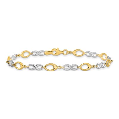 14K Two-Tone Gold Semi-Solid Infinity Fancy Link Chain Bracelet – view 4