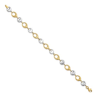 14K Two-Tone Gold 8mm Semi-Solid Oval Link Chain Bracelet – view 4