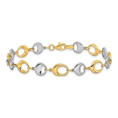14K Two-Tone Gold 8mm Semi-Solid Oval Link Chain Bracelet – view 5