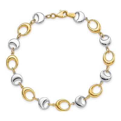 14K Two-Tone Gold 8mm Semi-Solid Oval Link Chain Bracelet – view 6