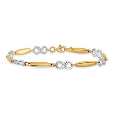 14K Two-Tone Gold 5mm Semi-Solid Infinity Fancy Link Chain Bracelet – view 4