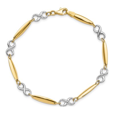 14K Two-Tone Gold 5mm Semi-Solid Infinity Fancy Link Chain Bracelet – view 5