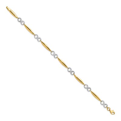 14K Two-Tone Gold 5mm Semi-Solid Infinity Fancy Link Chain Bracelet – view 7